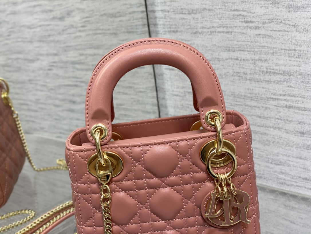 Mini Lady Dior Bag Coral Cannage Lambskin